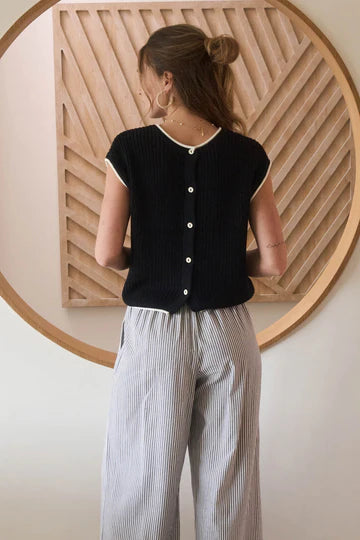 BUTTON BACK SWEATER