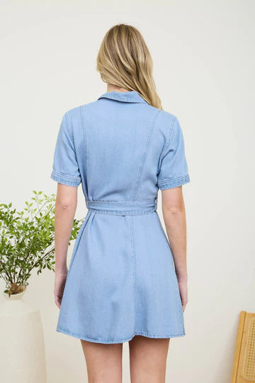 CHAMBRAY COLLARED DRESS
