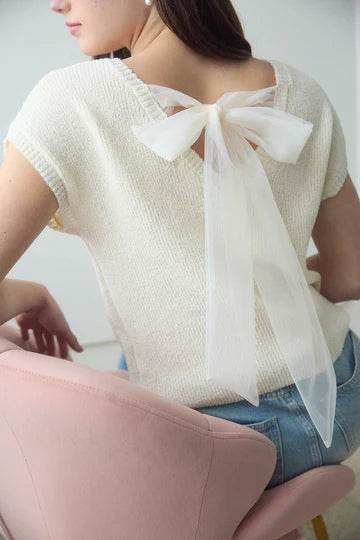 BACK TIE KNIT SWEATER