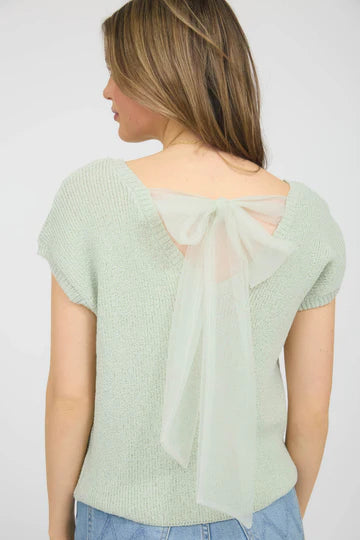 BACK TIE KNIT SWEATER
