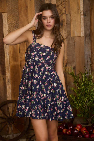 FLORAL TIERED MINI DRESS