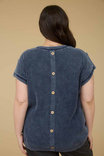 WASHED TAB PULLOVER SWEATER