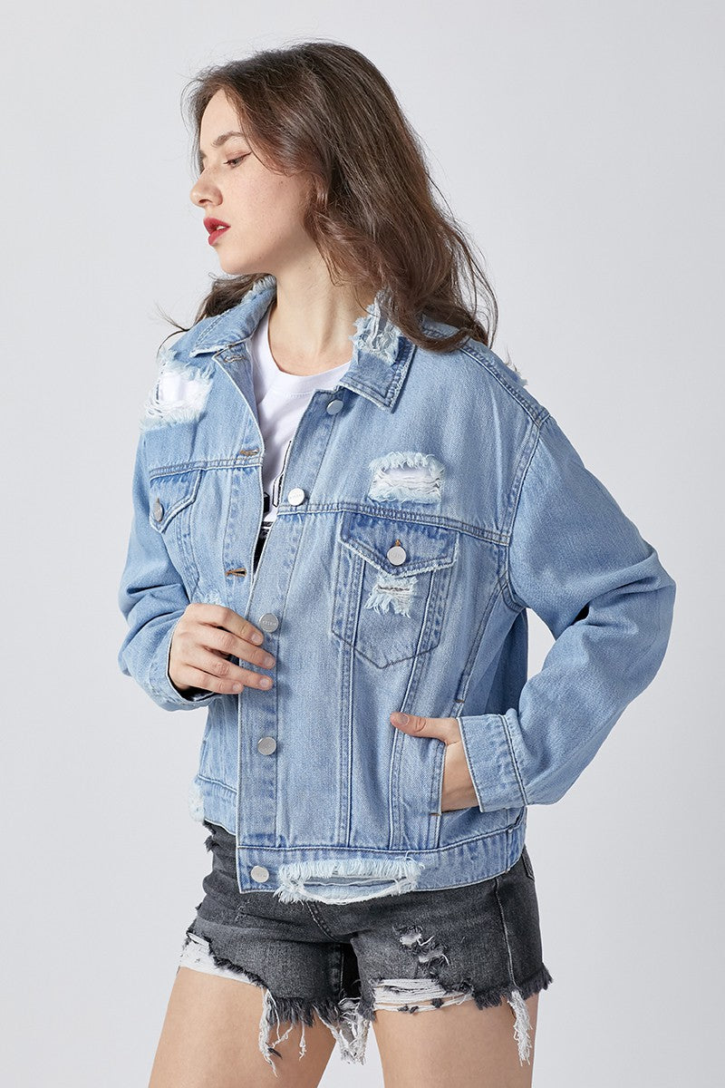RISEN DISTRESSED JEAN JACKET