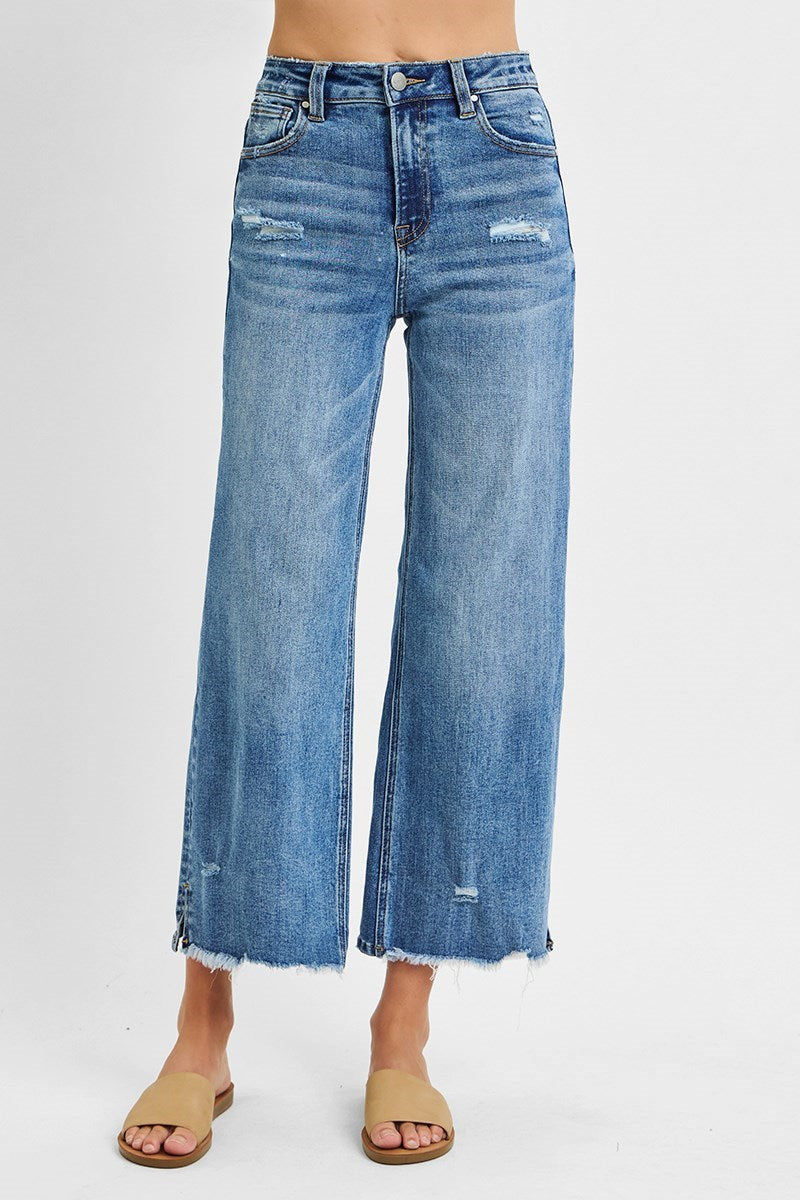 RISEN SIDE SLIT CROP JEANS