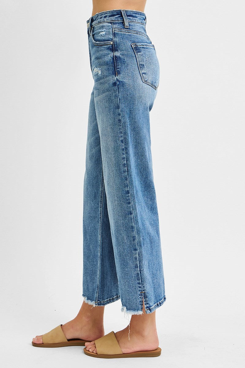 RISEN SIDE SLIT CROP JEANS