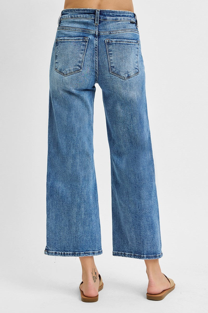 RISEN SIDE SLIT CROP JEANS