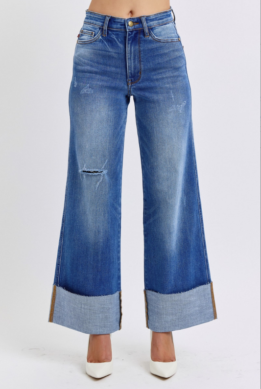 Judy Blue Cuffed Retro Wide Leg