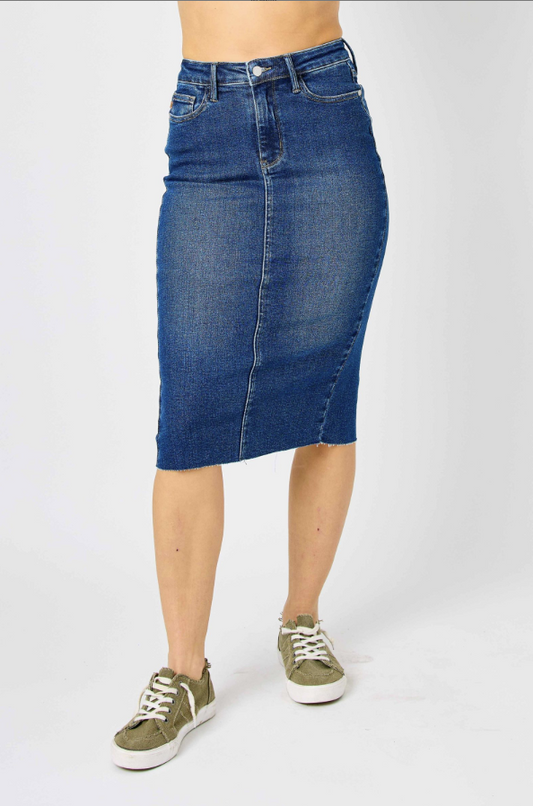 JUDY BLUE MID LENGTH SKIRT