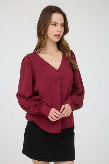 SATIN BUTTON DOWN BLOUSE