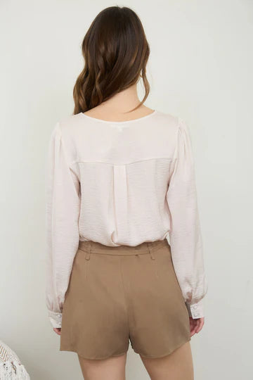 SATIN BUTTON DOWN BLOUSE