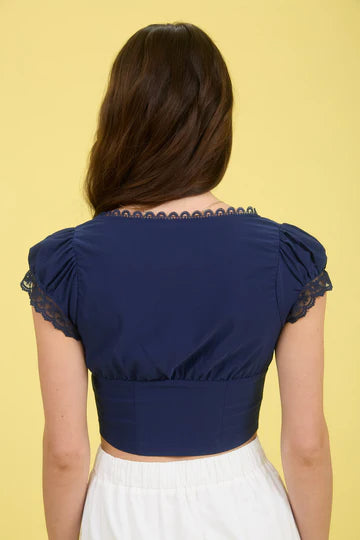 LACE FRONT TIE CROP