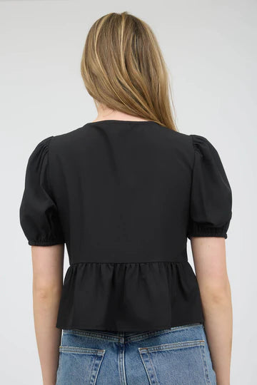 BOW TIE PUFF SLEEVE TOP