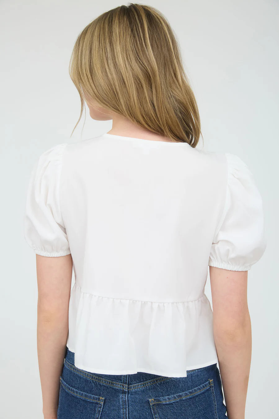 BOW TIE PUFF SLEEVE TOP