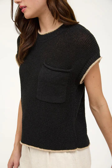 POCKET TRIM SLEEVE SWEATER