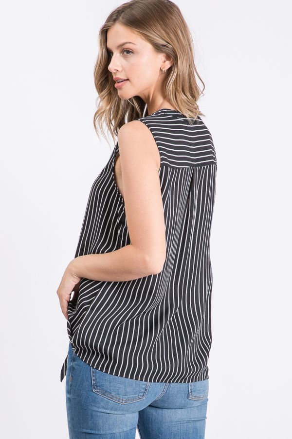 Stripe Front Tie Top