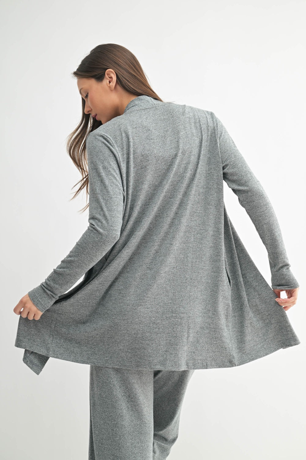 Brushed Hacci Open Cardigan