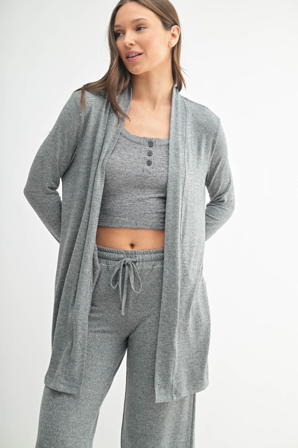 Brushed Hacci Open Cardigan