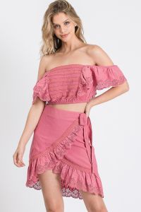 Eyelet Wrap Skirt