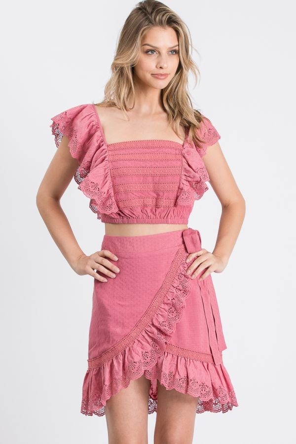 Eyelet Wrap Skirt