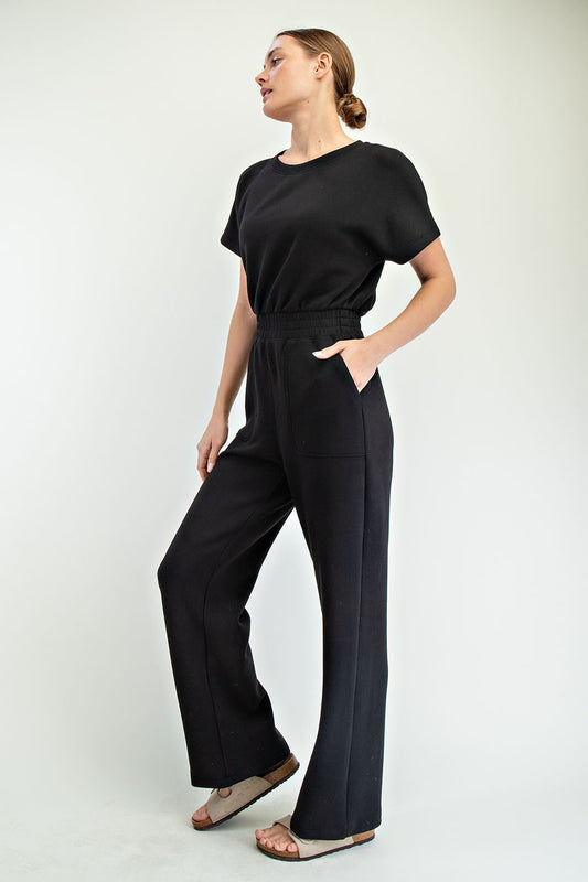 MODAL POLY SPAN SHORT SLEEVE JUMPSUIT