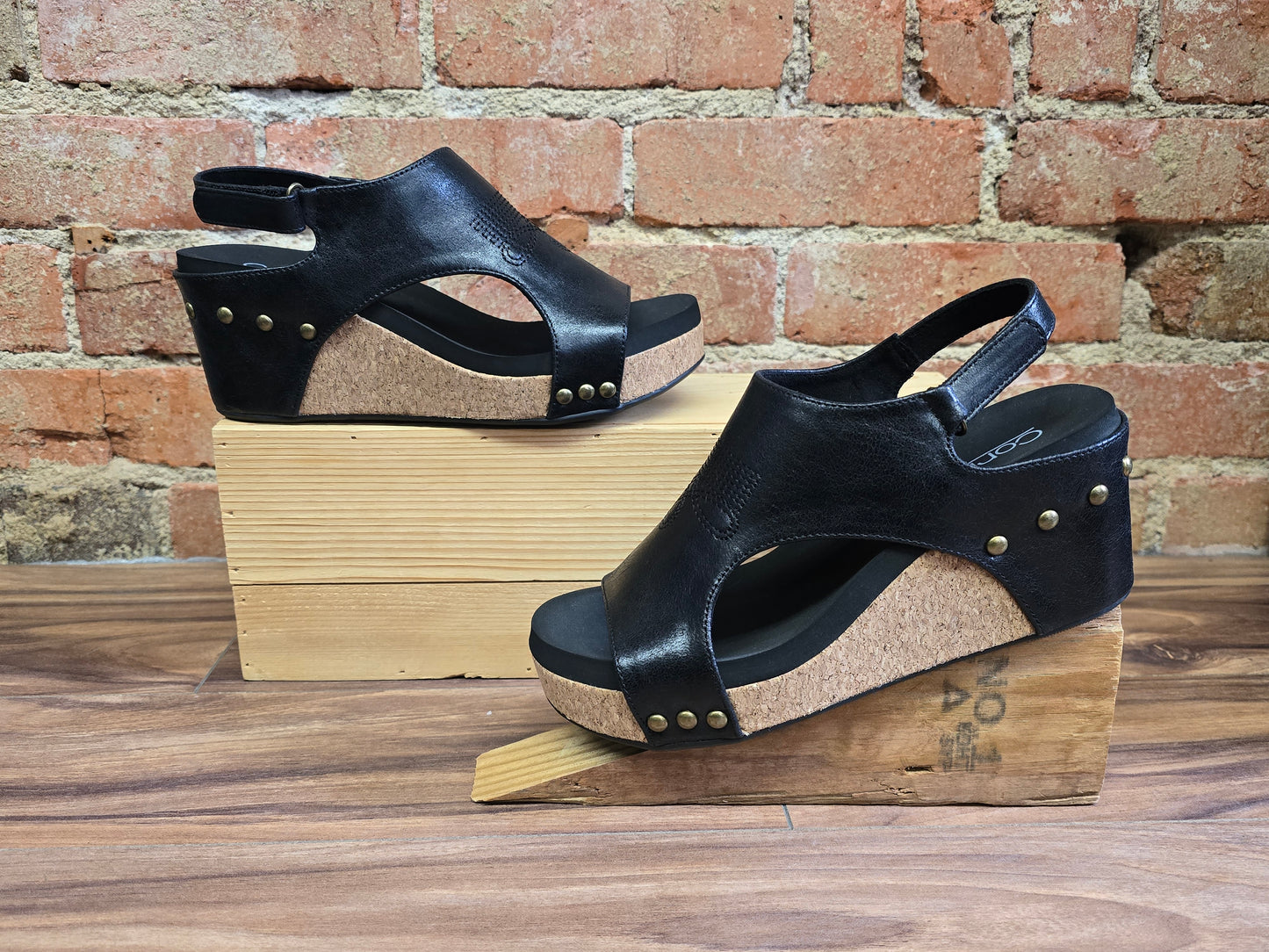 Corkys Black Stitch Wedge