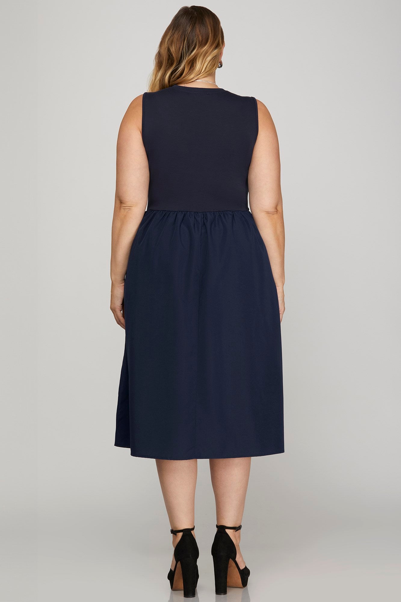 Sleeveless Poplin Midi Dress