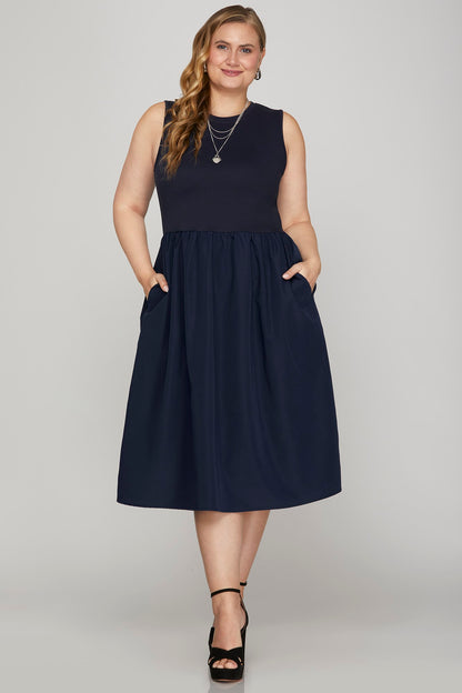 Sleeveless Poplin Midi Dress