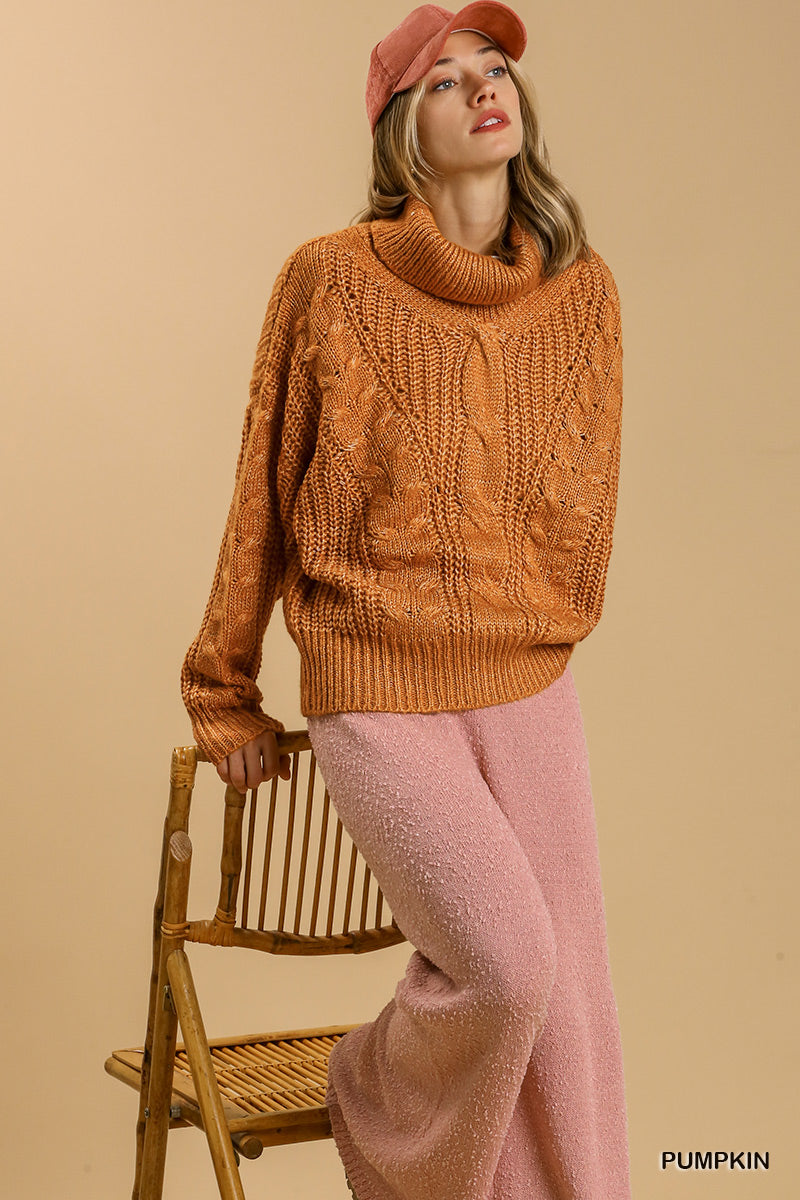Pumpkin Cable Knit Sweater