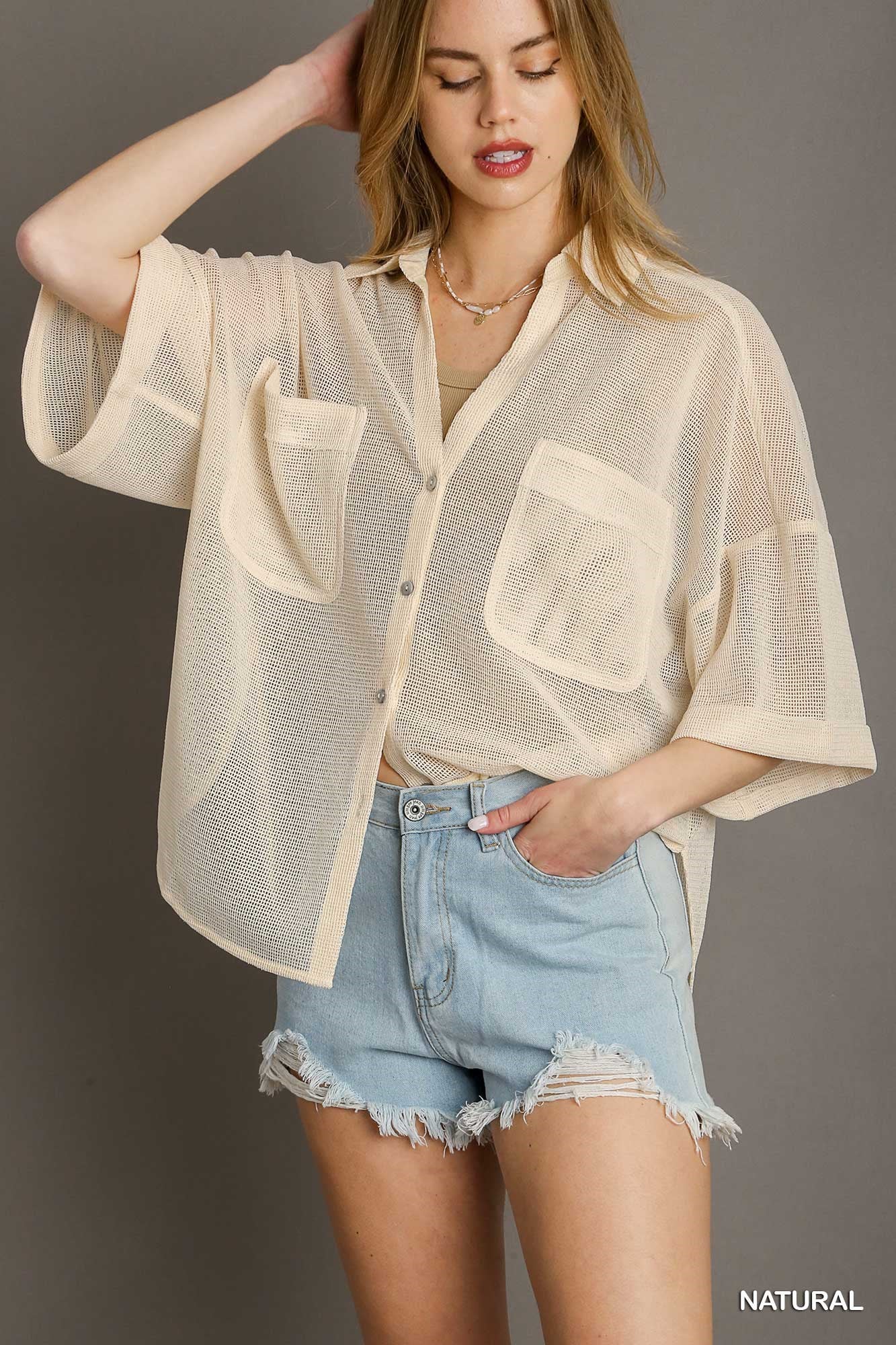 Mesh Collared Shirt