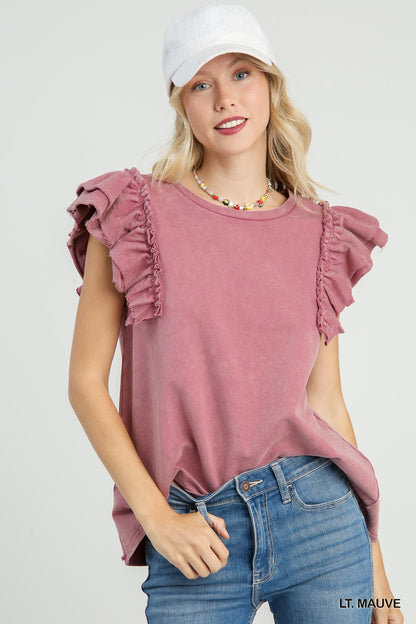 Ruffle Mineral Wash Top