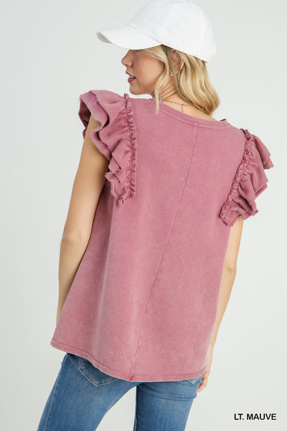 Ruffle Mineral Wash Top