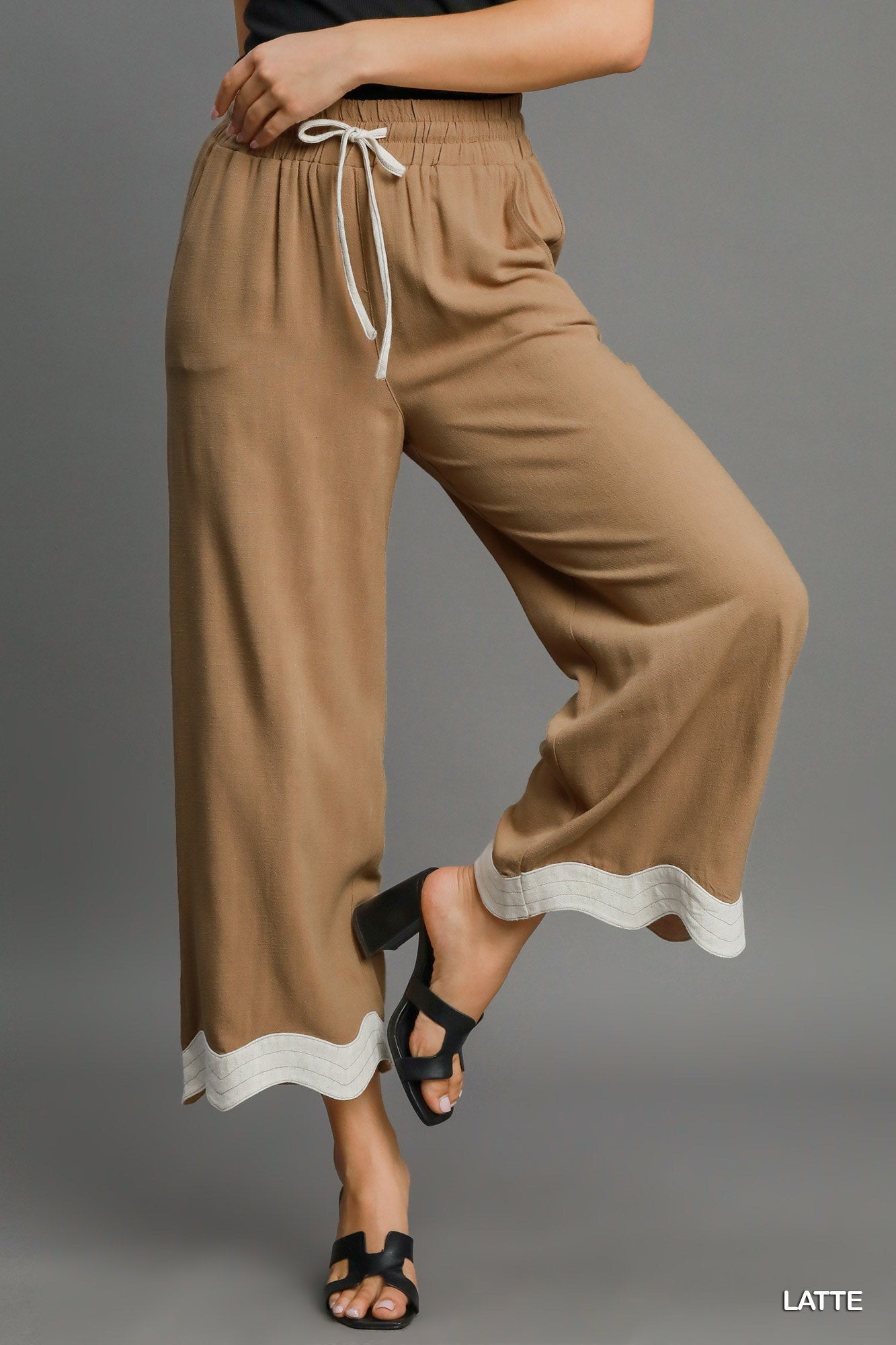 Linen Scalloped Pants