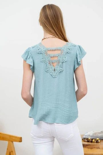 Eyelet Open Back Blouse