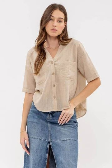 GAUZE BUTTON DOWN SHIRT