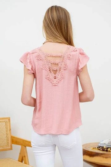 Eyelet Open Back Blouse