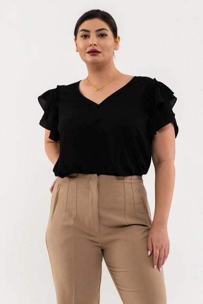 DOUBLE RUFFLE SLEEVE TOP