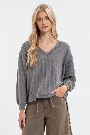 V Neck Ribbed Sweater