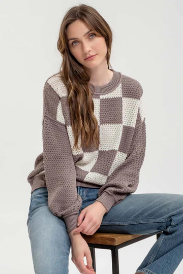 Checkered Crochet Sweater