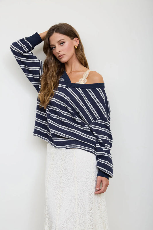 Stripe V-Neck Knit