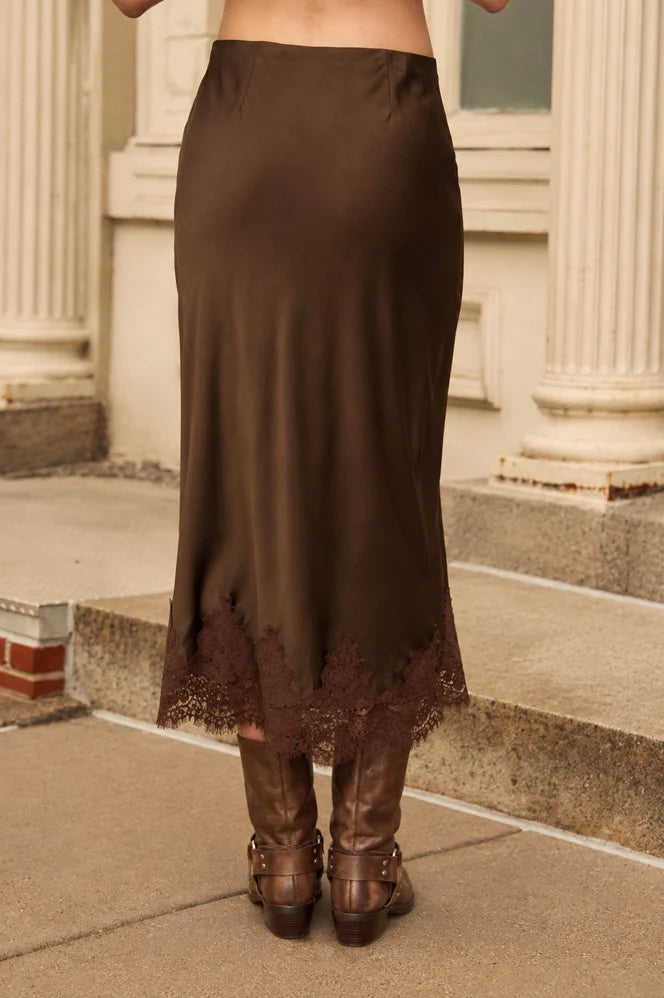 SATIN LACE HEM SKIRT