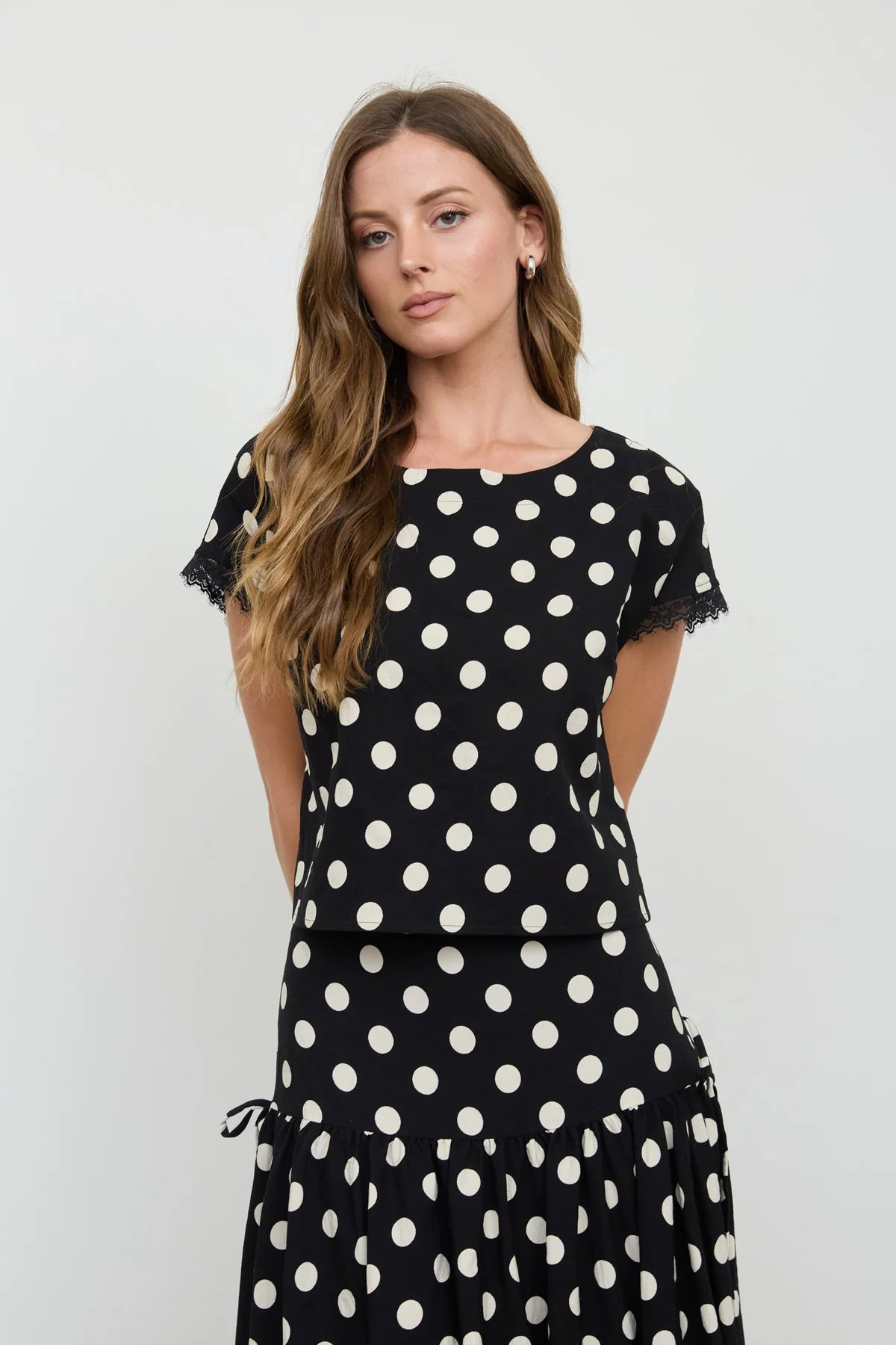 LACED POLKA DOT TOP