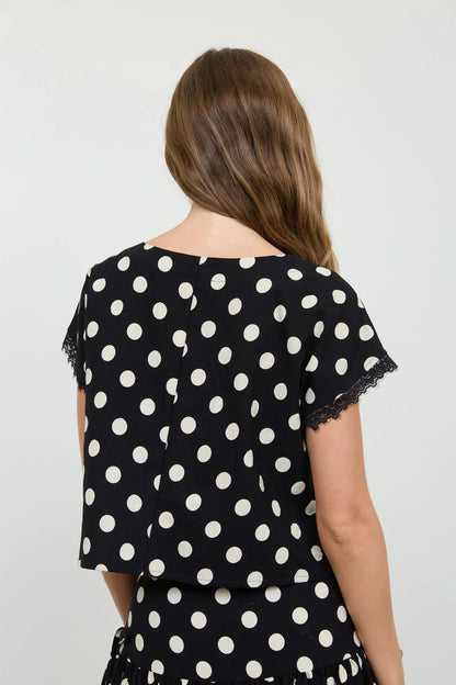 LACED POLKA DOT TOP