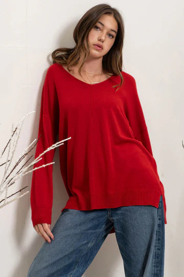 V NECK PULLOVER SWEATER