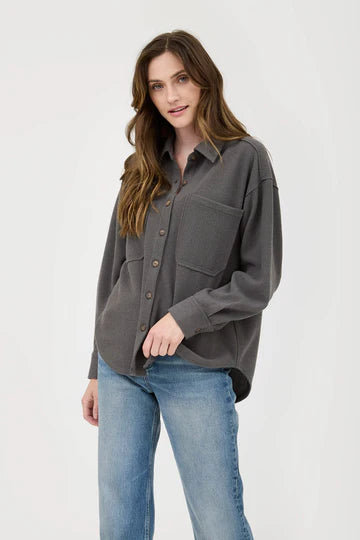 RIB EXPOSED SEAM BUTTON UP