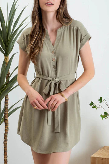 BELTED MINI SHIRT DRESS