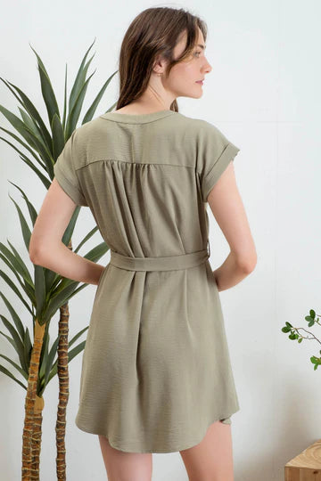 BELTED MINI SHIRT DRESS