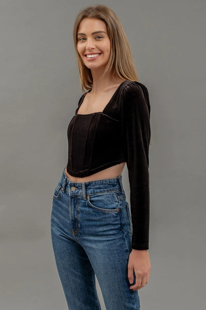 Velvet Square Neck Crop