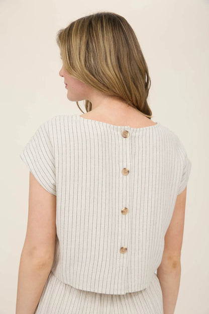 PINSTRIPE LINEN TOP