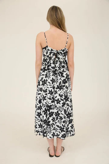 WAVY BACK TIE MIDI DRESS
