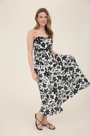 WAVY BACK TIE MIDI DRESS